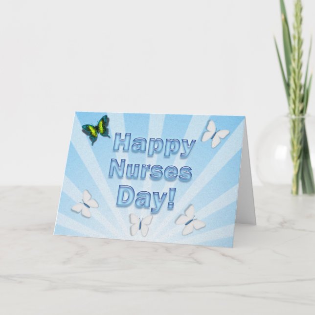 Happy Nurses Day Gift Colorful Butterflies Card (Front)