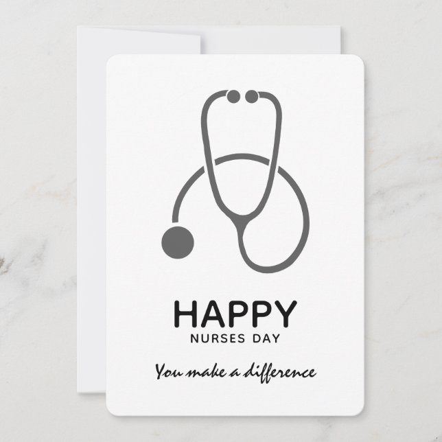Happy Nurses Day Gray Stet Illustration Invitation (Front)