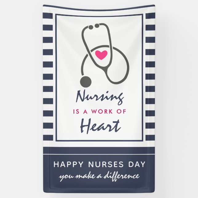 Happy Nurses Day Gray Stethoscope Illustration Banner (Vertical)