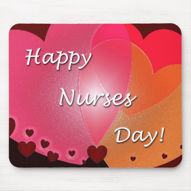 Happy Nurses Day Hearts Mouse Pad (Front)