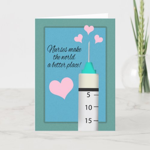 Happy Nurses Day Illustrated Vaccine With Hearts Holiday Card