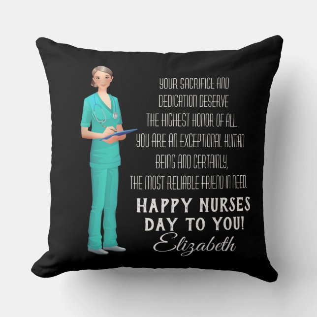 Happy Nurses Day In Dark Backdround Throw Pillow (Front)