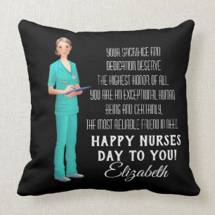 Happy Nurses Day In Dark Backdround Throw Pillow
