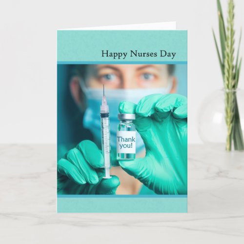 Happy Nurses Day Medical Professional With Syringe Holiday Card