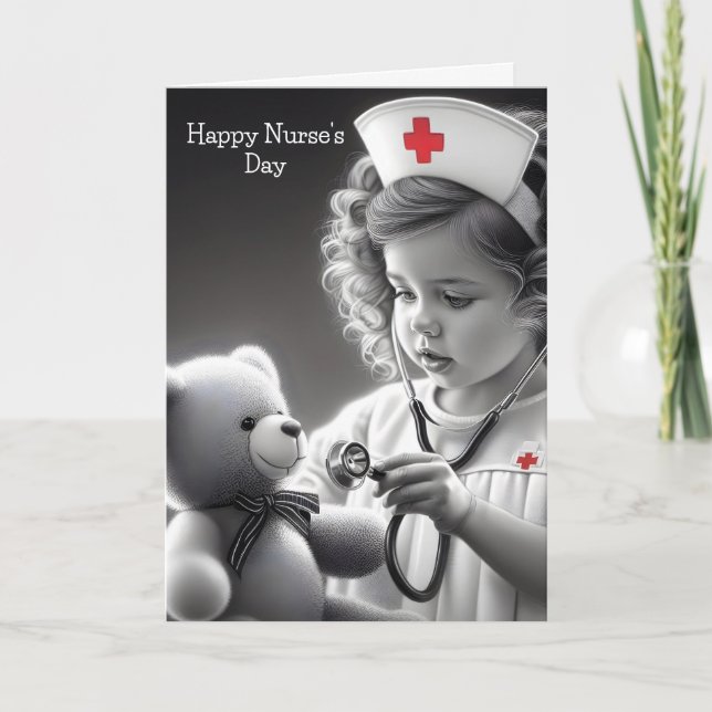Happy Nurse's Day Nurse With Teddy Bear Card (Front)