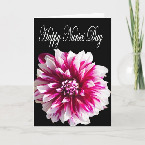 Happy Nurses Day Purple Dahlia Greeting Card