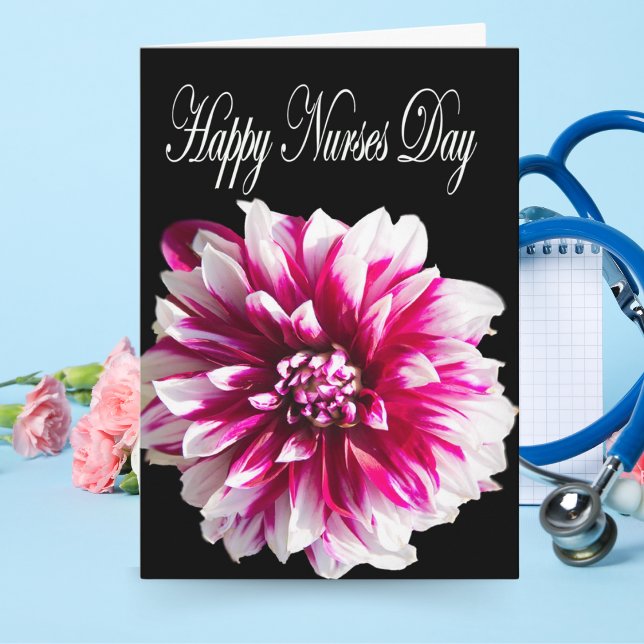 Happy Nurses Day Purple Dahlia Greeting Card (Creator Uploaded)