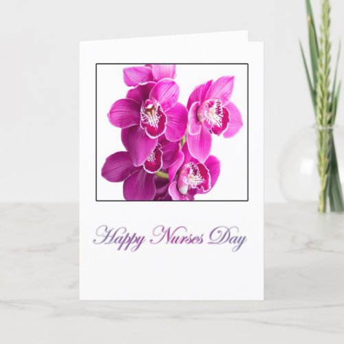 Happy Nurses Day Purple Orchids Greeting Card