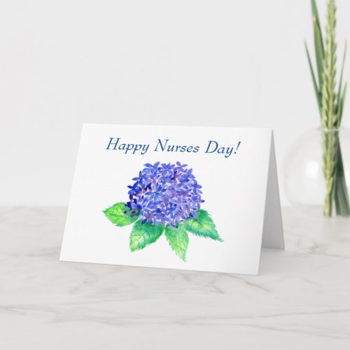 Happy Nurses Day Purple Watercolor Hydrangea Card