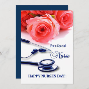 Happy Nurses Day.  Roses and Stethoscope Card
