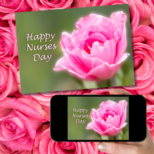 Happy Nurses Day Single Pink English Rose Card
