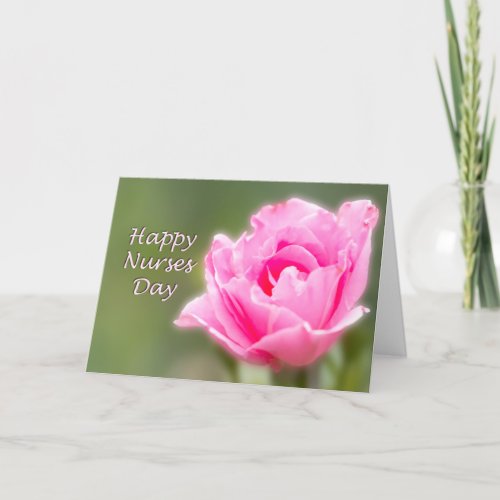 Happy Nurses Day Single Pink Rose Card