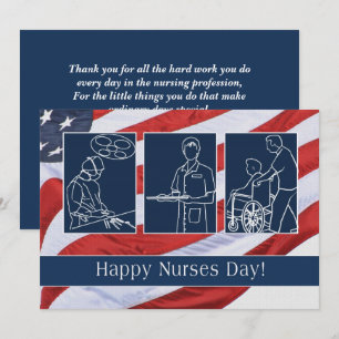 Happy Nurses Day. USA Patriotic Custom Flat Card
