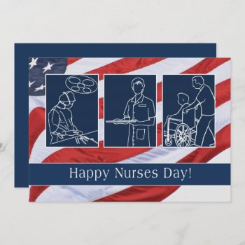 Happy Nurses Day. Usa Patriotic Custom Flat Card by artofmairin at Zazzle