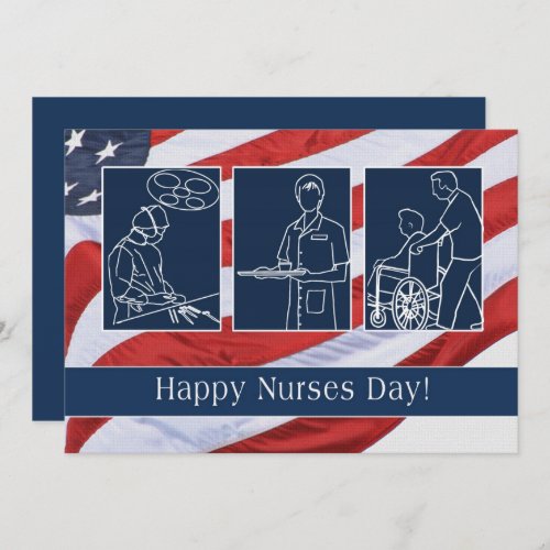 Happy Nurses Day USA Patriotic Custom Flat Card