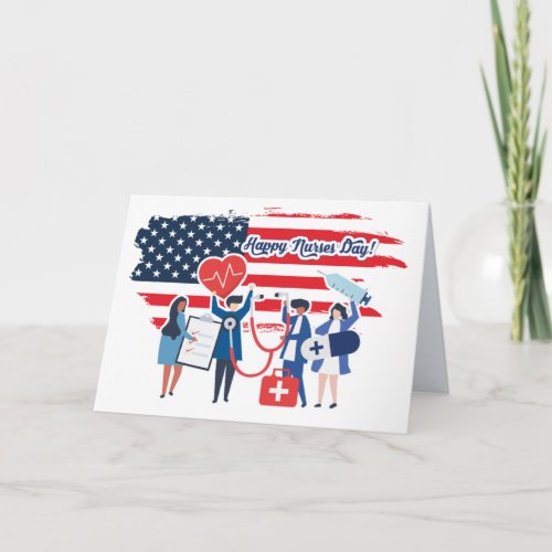 Happy Nurses Day USA Patriotic Design Card