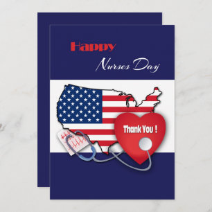 Happy Nurses Day. USA Patriotic Flat Card