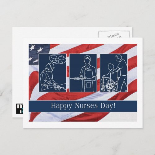 Happy Nurses Day USA Patriotic Postcard