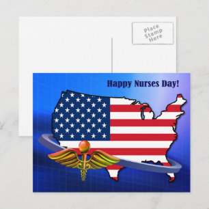 Happy Nurses Day. USA Patriotic Postcard