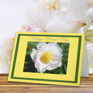 Happy Nurses Day White Peony Flower Card