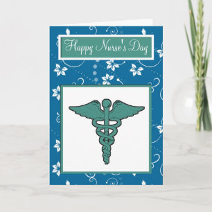 Happy Nurse's Day with medical nursing symbol Letterpress Thank You Card