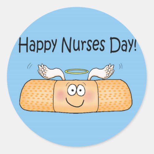 Happy Nurses Nurse Nurses Day Whimsical Bandage Classic Round Sticker