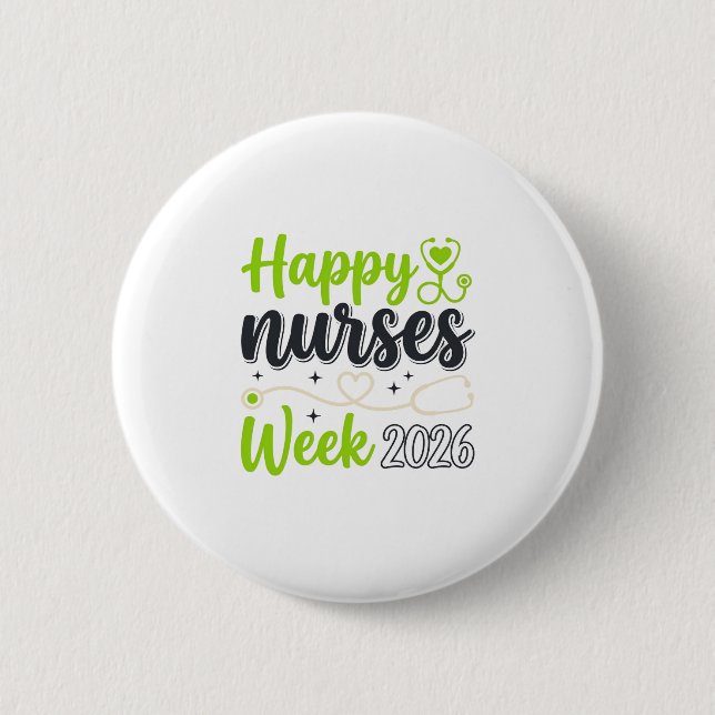 Happy Nurses Week 2026 Stethoscope Nurse Design_1 Button (Front)