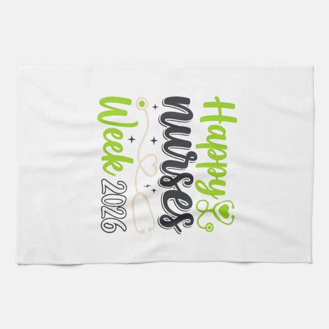 Happy Nurses Week 2026 Stethoscope Nurse Design_1 Kitchen Towel (Horizontal)