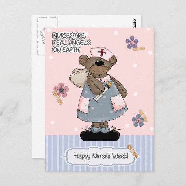 Happy Nurses Week. Cute Teddy Bear  Postcard (Front/Back)