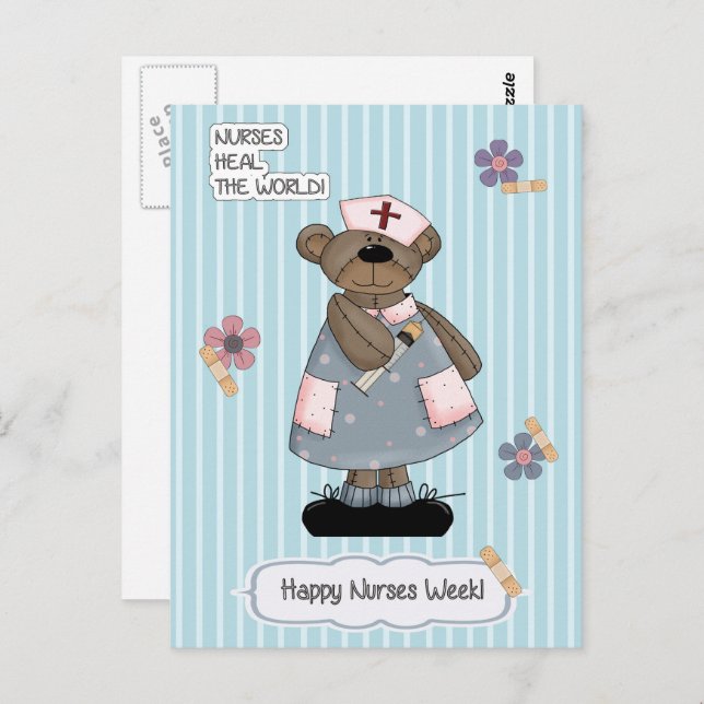 Happy Nurses Week. Cute Teddy Bear  Postcard (Front/Back)