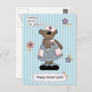 Happy Nurses Week. Cute Teddy Bear  Postcard