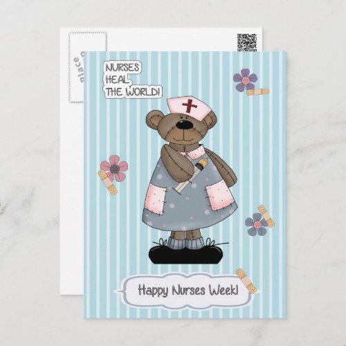 Happy Nurses Week Cute Teddy Bear  Postcard