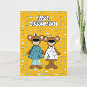 Happy Nurses Week. Cute Teddy Bears  Card