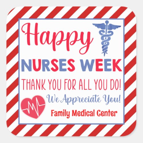 Happy Nurses Week Favor Square Sticker