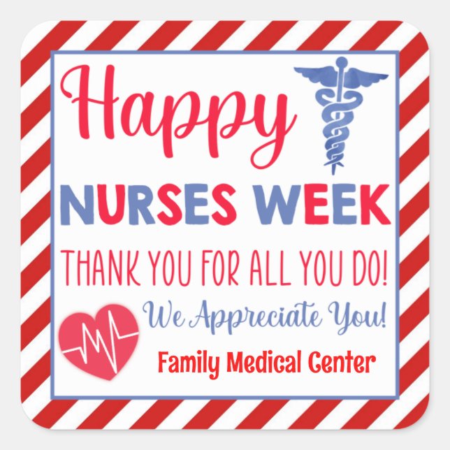 Happy Nurses Week Favor Square Sticker (Front)