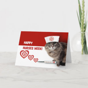 Happy Nurses Week. Funny Kitty  Letterpress Thank You Card