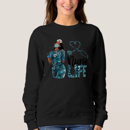 Happy Nurses Week  Nurse Life Women Leopard Print Sweatshirt