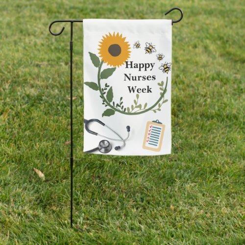 Happy Nurses Week or Day Sunflower Stethoscope  Garden Flag