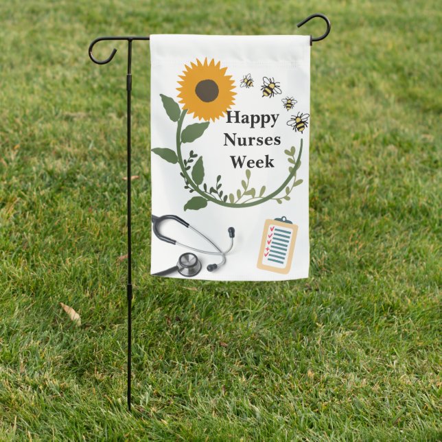Happy Nurses Week or Day Sunflower Stethoscope  Garden Flag (In SItu)