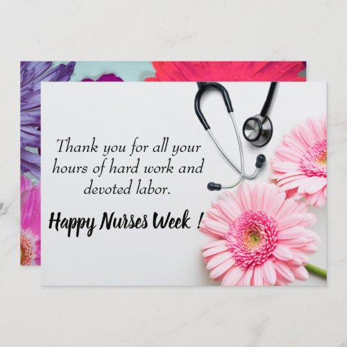 Happy Nurses Week Pink Daisy Floral Holiday Card
