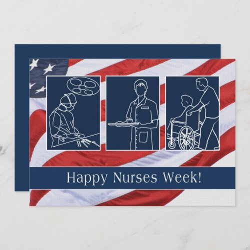 Happy Nurses Week USA Patriotic Custom Flat Cards