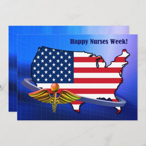 Happy Nurses Week USA Patriotic Flat Card