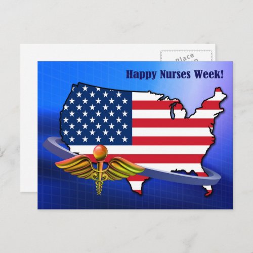 Happy Nurses Week USA Patriotic Postcard