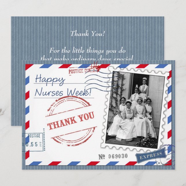 Happy Nurses Week. Vintage Nurses Flat Card (Front/Back)