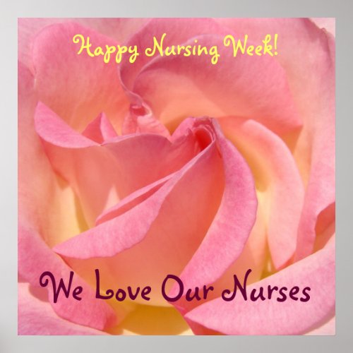 Happy Nursing Week posters Pink Rose flower Love