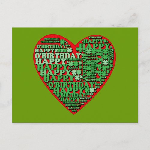 Happy OBirthday St Patricks Day Birthday Tshirt Postcard