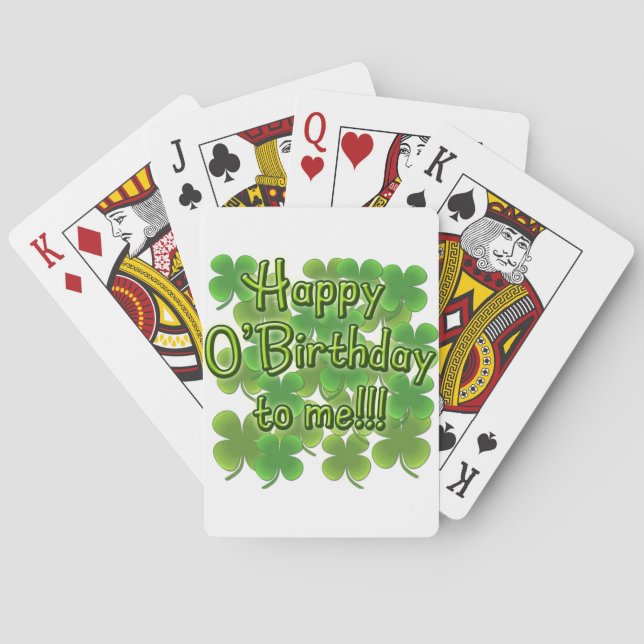 Happy O'Birthday to Me with Shamrocks Poker Cards (Back)