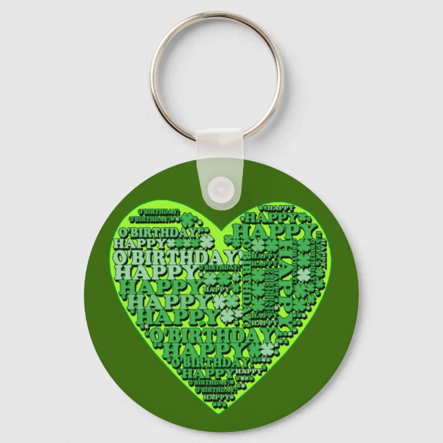 Happy O'Birthday with Heart T shirts and Gifts Keychain (Front)