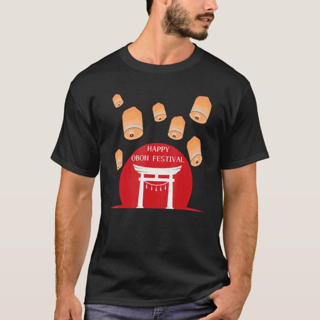 Happy Obon Festival Bon Odori Lampions Buddhist Ja T-Shirt (Front)