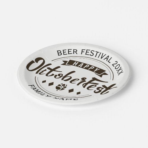 Happy Octoberfest Modern Typography Template Paper Plates